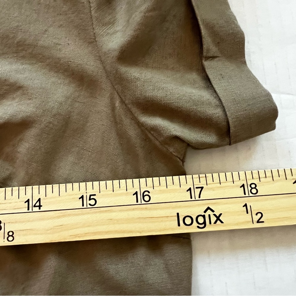 Pact Canopy Linen Blend Tiered Midi Dress Khaki Green Notch Neck XS NWOT - Picture 13 of 15